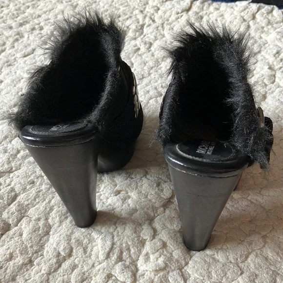 Michael Kors black suede faux fur lined clogs with metal detail size 7 - Picture 4 of 4